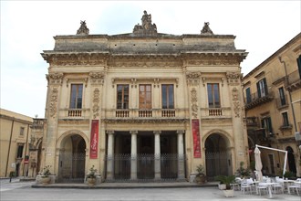 Old town of the late Baroque city of Noto in the Val di Noto, Theatre, Teatro Comunale Vittorio