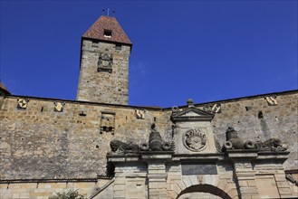 Entrance and the Bulgarian Tower of Veste Coburg, Coburg, Upper Franconia, Bavaria, Germany, Europe