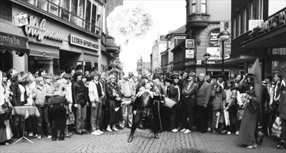 Artists from France performed at a street festival on 09.05.1980 in Dortmund-Hoerde, Germany, as