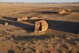 Qasr Al-Farid, 2000-year-old tomb of the Nabataeans, aerial view, Hegra or Madain Salih, AlUla