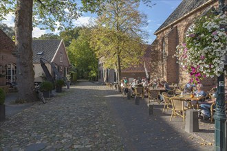 Street café by the church in the small town of Bronkhorst, municipality of Bronckhorst, province of