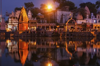 UJJAIN, INDIA, APRIL 23, 2011: Ghats of holy Kshipra river in Ujjain, Madhya Pradesh, India in the