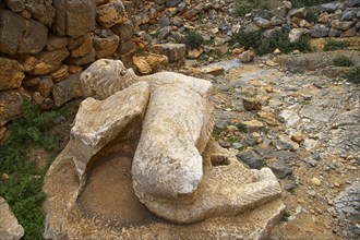 Venetian sea fortress Gramvoussa, stone Venetian St Mark's lion, lion, Gramvoussa peninsula, Pirate