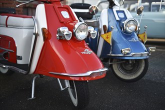 Motor scooter Heinkel Tourist, at a classic car meeting in Büsum, Germany, Europe