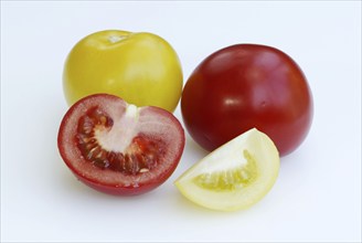 Red and yellow tomatoes (Solanum lycopersicum)