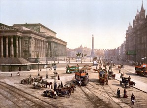 St George's Hall, Liverpool, ca 1895, England, Historic, digitally restored reproduction from a