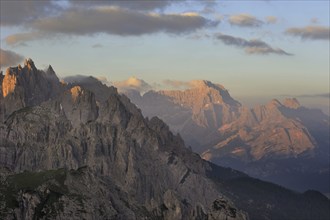 The mountain range Cadini di Misurina in the Dolomites, Italy, Europe