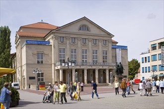 German National Theatre Weimar with Goethe Schiller statue