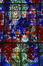 Monumental stained glass window La Paix, the Peace, by Marc Chagall in the Chapelle des Cordeliers,