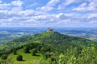 View of Hohenzollern Castle, the ancestral seat of the Hohenzollern dynasty, from the Zeller Horn