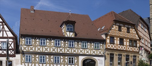 Historic half-timbered houses on the market square, Zeil am Main, Lower Franconia, Bavaria,