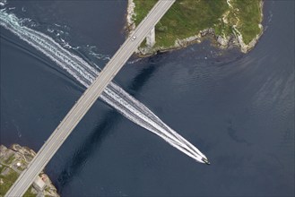 Bridge over Saltstraumen, strongest tidal current in the world, Helgeland coast, Nordland, Bodø,