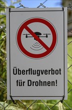 Sign overflight ban for drones, Baden-Württemberg, Germany, Europe