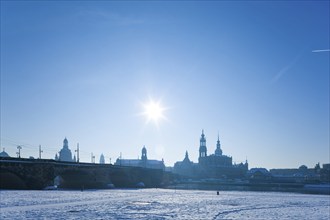 Dresden silhouette in winter