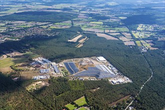 Aerial view of GfA Lüneburg landfill, waste, recycling, solar, solar power plant, wind power plant,