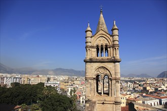 City of Palermo, view from the roof of the Cathedral Maria Santissima Assunta to a tower of the