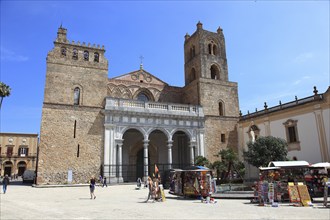 City of Monreale, souvenir stands in front of the Cathedral of Santa Maria Nuova, Unesco World