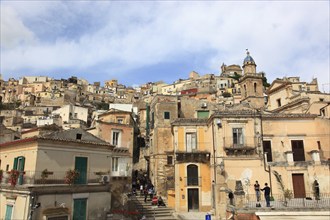 City of Ragusa, view of the houses in the district of Ragusa Superiore, Sicily, Italy, Europe