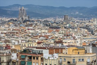 City overview with Sagrada family, Barcelona, Spain, Europe