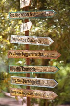 Signpost in Iguazú National Park, Misiones Province, Argentina, South America