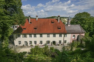 View of Klingenstein Castle, historical building, architecture, green landscape, clouds, wall,