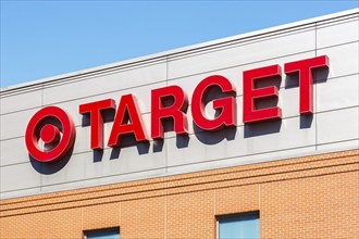 Target logo on a branch of the discount supermarket shop in Chicago, USA, North America