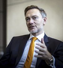 Christian Lindner (FDP), Bundesminister der Finanzen, aufgenommen waehrend eines Interviews im