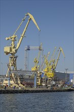 Cranes, old shipyard Stocznia Szczecinska Wulkan, Szczecin, West Pomeranian Voivodeship, Poland,