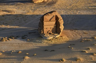 Qasr Al-Farid, 2000-year-old tomb of the Nabataeans, aerial view, Hegra or Madain Salih, AlUla