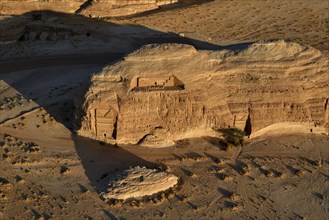 Nabataean Tombs at the Rock Qasr Al-Bint, Blue Hour, Hegra or Mada'in Salih, AlUla Region, Medina