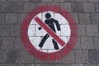 Traffic sign on a road, no passage for pedestrians, Bavaria, Germany, Europe