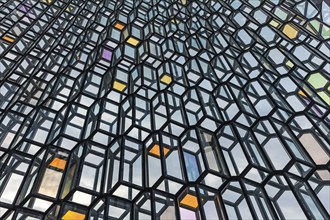 Glass facade of the Harpa Concert Hall and Congress Centre, interior view, Reykjavik, Reykjanes