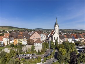 Aerial view of the town of Engen with the Church of the Assumption of the Virgin Mary, Constance