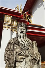 Wat Pho Chinese stone guardian, Bangkok, Thailand, Asia