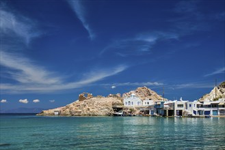 Greek village scenic picturesque view in Greece, the beach and fishing village of Firapotamos in