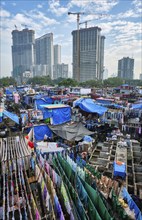 MUMBAI, INDIA, OCTOBER 31, 2019: Dhobi Ghat Mahalaxmi Dhobi Ghat is open air laundromat lavoir in