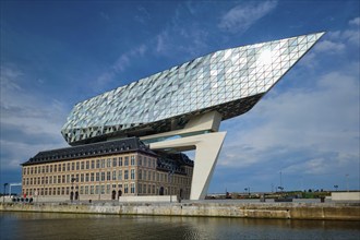 ANTWERP, BELGIUM, MAY 27, 2018: Port authority house (Porthuis) designed by famous Zaha Hadid