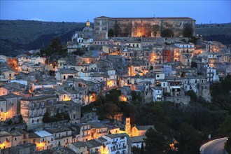 City of Ragusa, the late Baroque district of Ragusa Ibla by night, Unesco World Heritage Site,