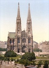 Votive Church, Vienna, Austria, c. 1890, Historic, digitally restored reproduction from a 19th