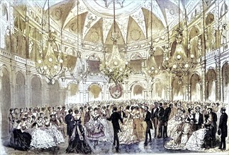 Ball at the Grand Hotel, for the benefit of unemployed workers, Paris, 1869, France, Historical,