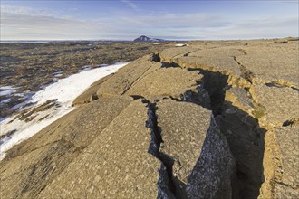 Grjotagia gaping fissure, Grjótagjá tectonic crack, Mid-Atlantic Ridge running through Iceland at