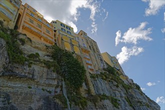 Colourful house facade of the medieval old town of Tropea, Tropea, Vibo Valentia, Calabria,