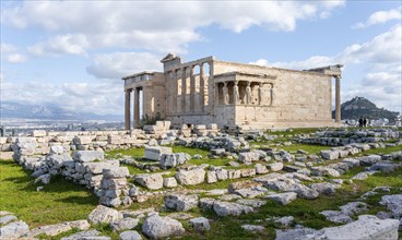 Erechtheion Temple with Caryatids, Caryatid Hall, Acropolis, Athens, Greece, Europe