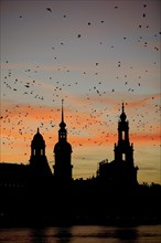 Dresden silhouette in the evening