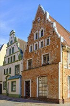 Historic 17th century Baroque gabled houses opposite the brewhouse am Lohberg at the Old Harbour in