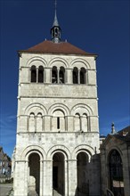 Ebreuil village, Saint-Leger benedictine abbey, abbey church from the 10th century, Allier