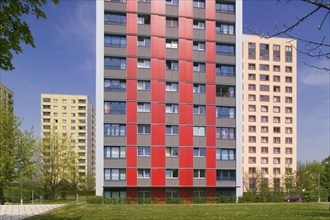 The 17-storey tower blocks from the 1970s are typical examples of GDR prefabricated housing.