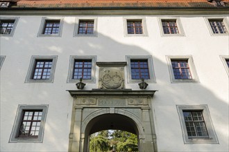 Geislingen moated castle, passageway of the north-east wing, classical portal with pilasters, year