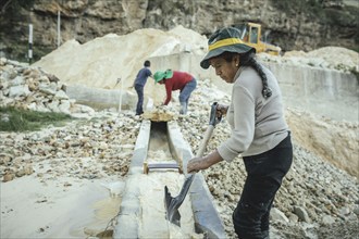 Women working in a kaolin mine, Pachacayo, Peru, South America