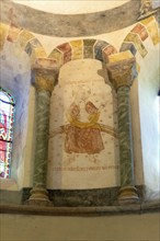 Biozat painted church. Saint Symphorien church. Choir murals. Allier department, Auvergne Rhone